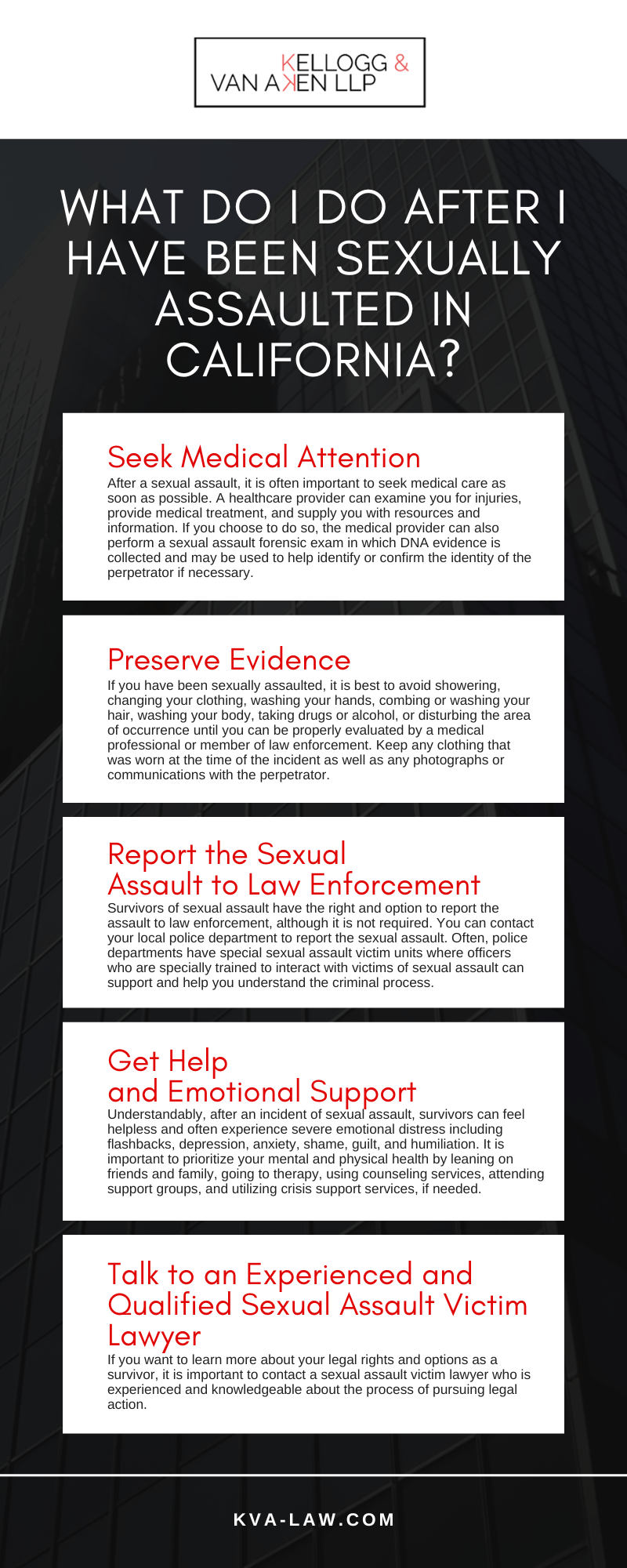 What Do I Do After I have Been Sexually Assaulted In California Infographic